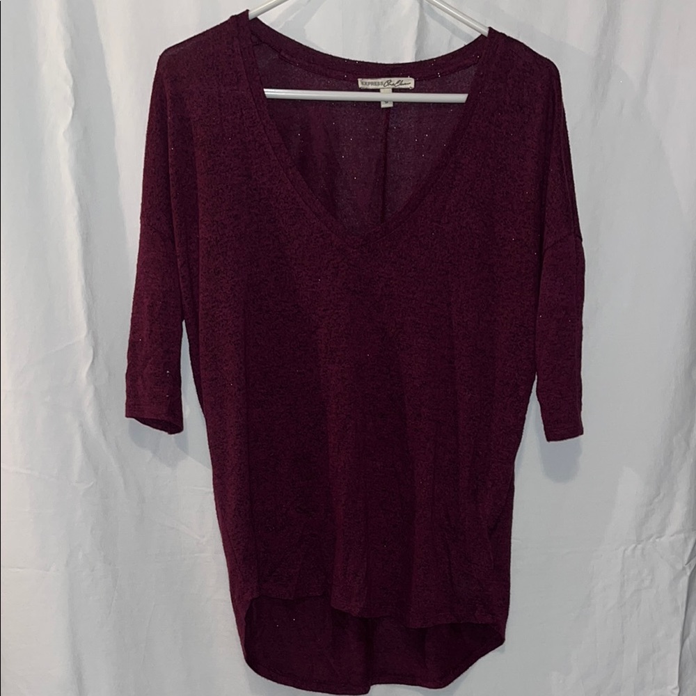 Express Red 3/4 Sleeve Relaxed Tunic